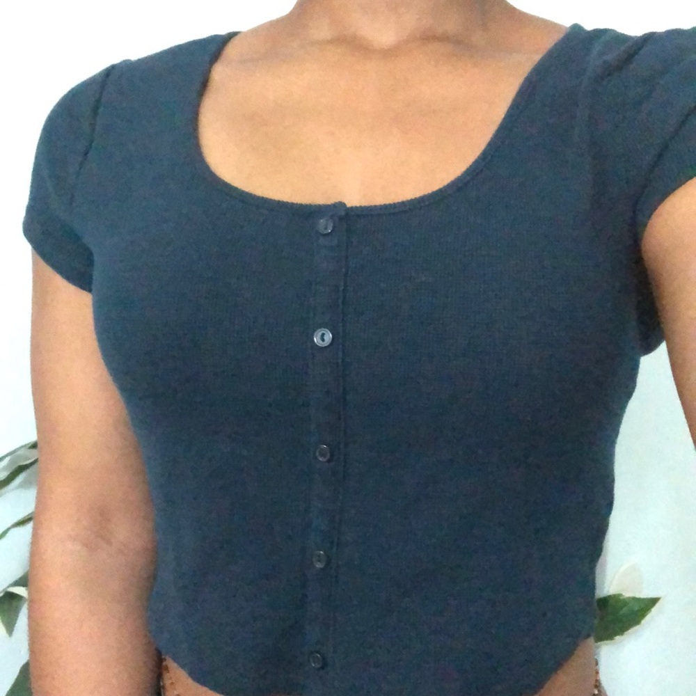 Wild Fable Deep Teal Blue Ribbed Crop Top
